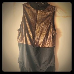 Turtleneck Gold Patterned Leotard